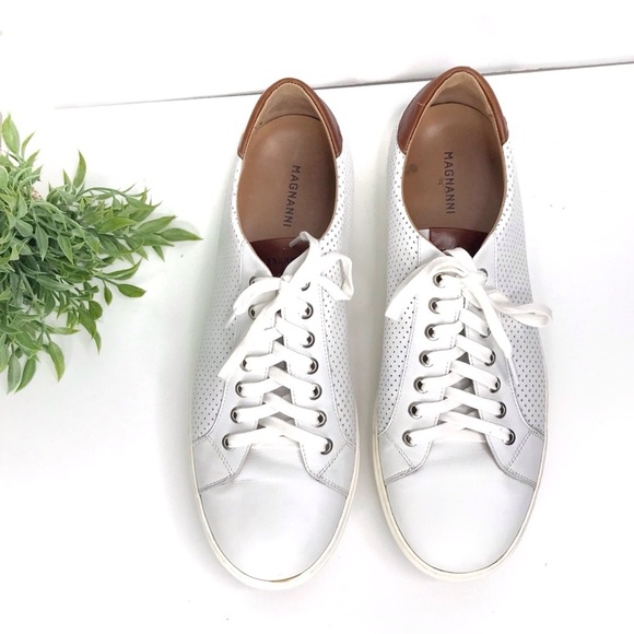 MAGNANNI Costa Lo Leather Perforated Sneakers 12 - Picture 3 of 9